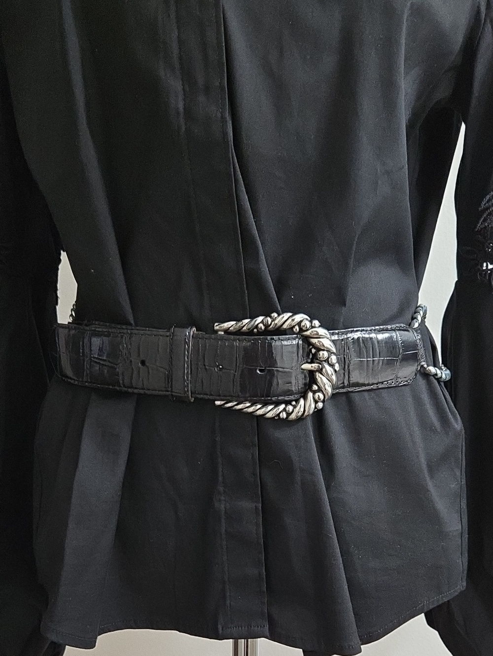 Brighton Black Belt with Silver Detailing/ Size Med
